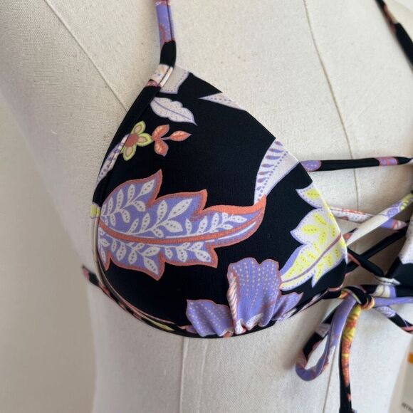 Hula Honey Luna Floral Triangle Bikini Top Juniors Small - Picture 4 of 11